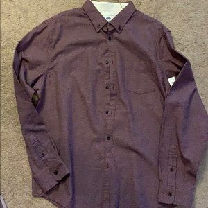 Maroon checked button up. Slim.